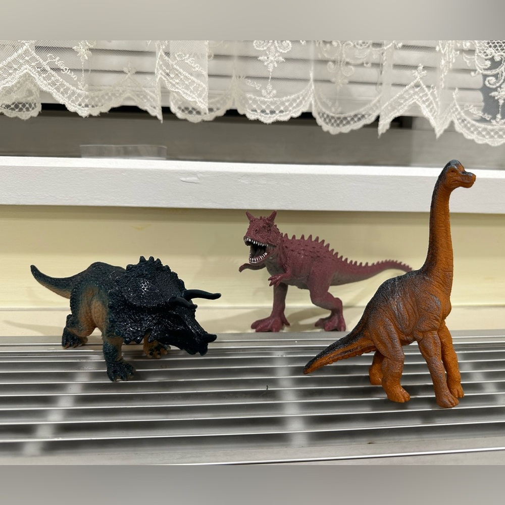 Lot of 3 Dinosaur Children Toys Figurines T-Rex Brachiosaurus Action Figurines